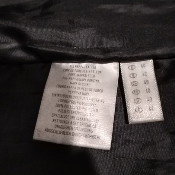 VTG C&A Jacket Women 14 Black Nappa Leather Trench Coat Long Leg Slit Steampunk - Picture 2 of 16